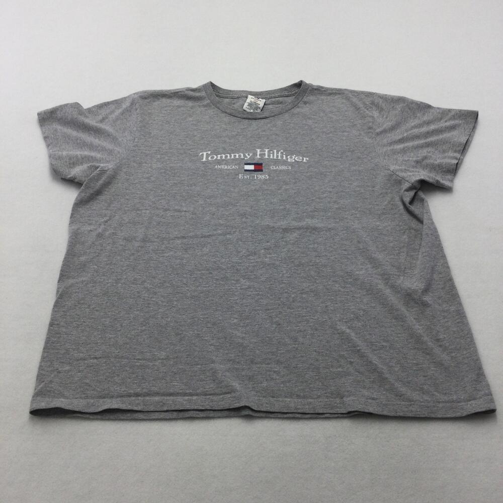 Tommy Hilfiger Shirt Mens XL Gray American Classics Logo Cotton Crewneck Tee